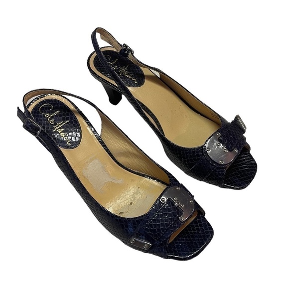 Cole Haan 7B Black Slingback Open Toe heel shoes - Picture 1 of 9